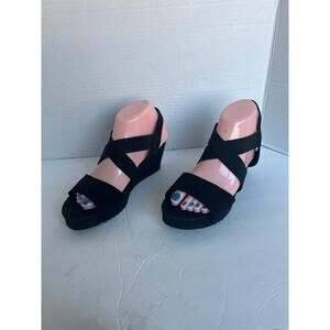 MEPHISTO GIULIANA SOFT AIR TECHNOLOGY BLACK NUBUCK COMFORT WEDGE SANDAL SZ 9